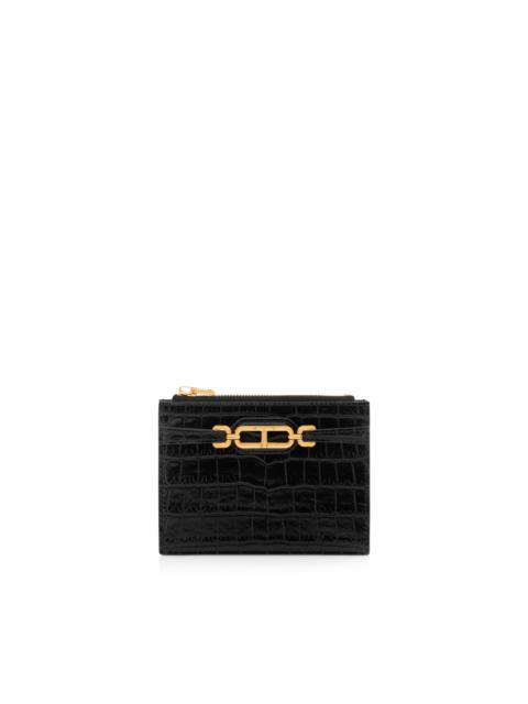 TOM FORD STAMPED CROCODILE LEATHER WHITNEY ZIPPED CARD HOLDER