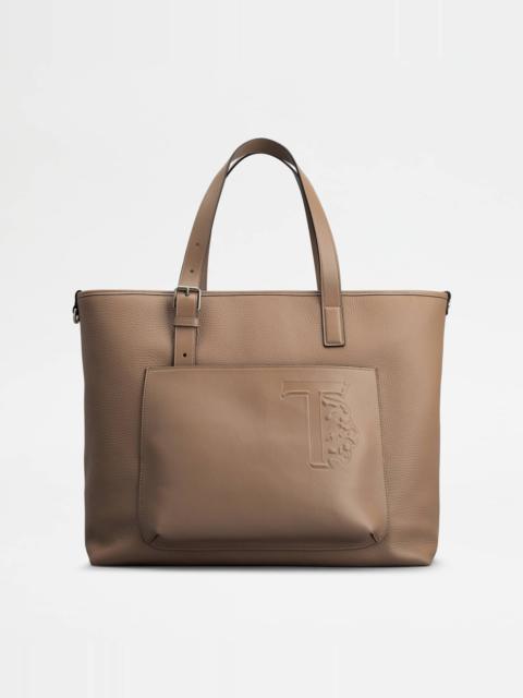 Tod's TOD'S SHOPPING BAG IN LEATHER MEDIUM - BROWN
