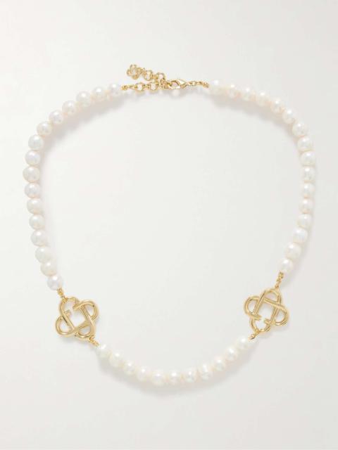 Medium Gold-Plated Pearl Necklace