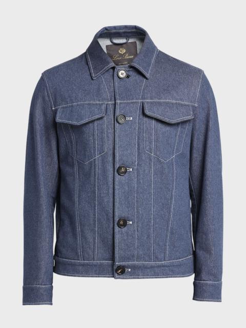 Loro Piana Men's Neive Button-Front Denim Jacket