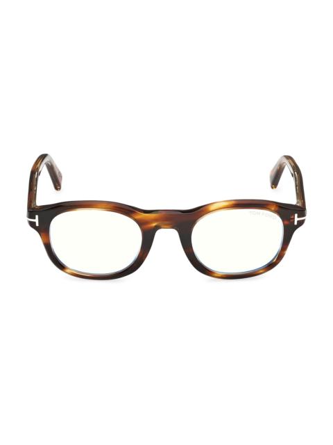 TOM FORD Men's 47MM Blue Block Square Eyeglasses - Brown