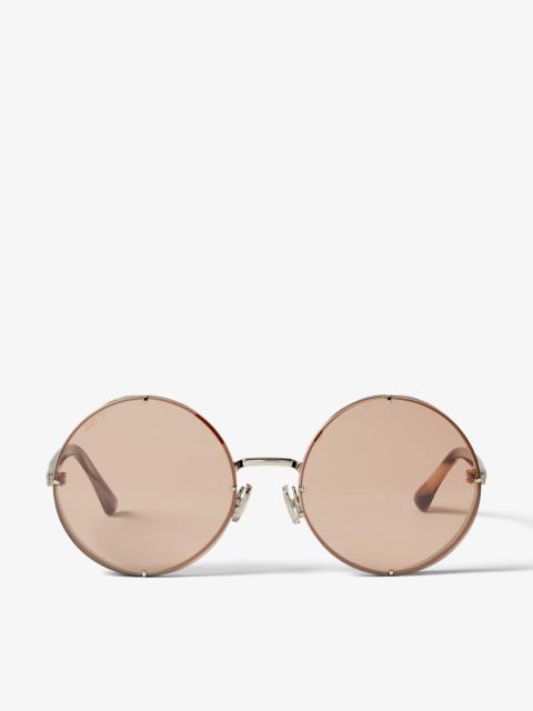 JIMMY CHOO Lilo
Palladium Round Sunglasses with Pink Silver Mirror Lenses