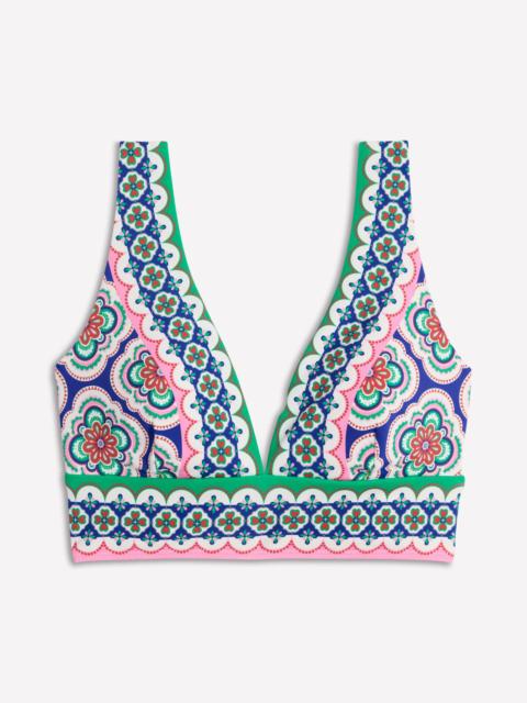BODEN Porto V-neck Bikini Top-Bright Blue, Botanic Blush