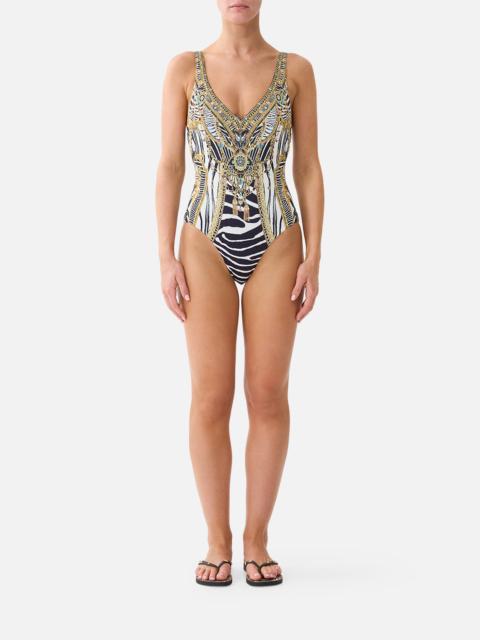 CAMILLA V NECK ONE PIECE W V BACK ZIG ZAG ZOO