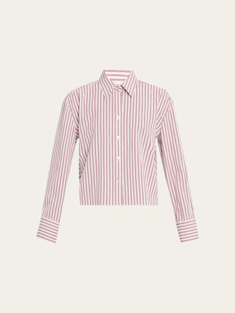 Vince Stripe Cropped Button-Front Shirt