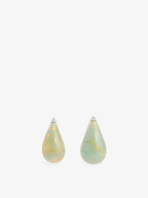 Drop graphic-print sterling-silver and murano glass earrings