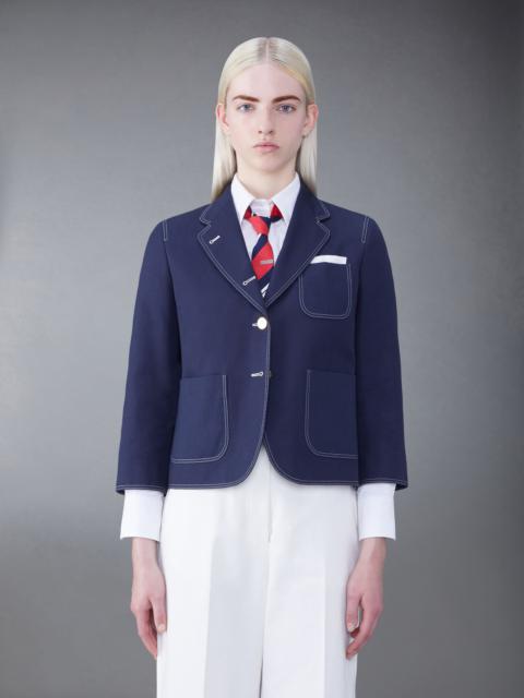 Thom Browne Cotton Canvas Cropped Patch Pocket Sack Jacket