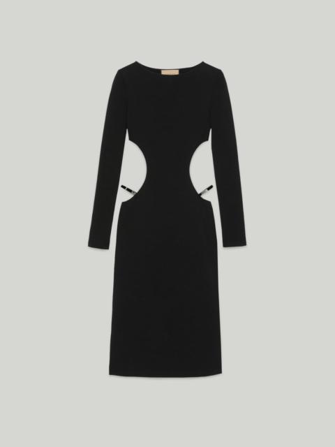 GUCCI Cotton and silk midi dress with crystal G square