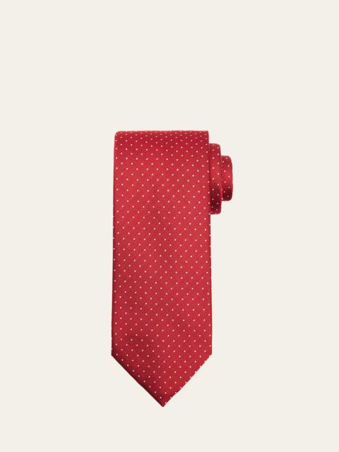 Brioni Men's Micro-Polka Dot Silk Tie