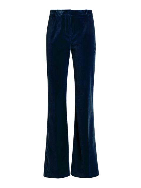 Etro Mid-Rise Velvet Flared Pants blue