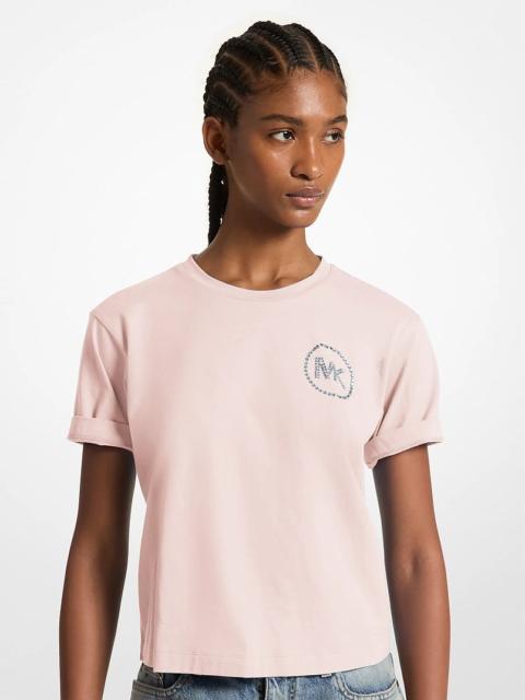 MICHAEL KORS Embellished Logo Organic Cotton T-Shirt