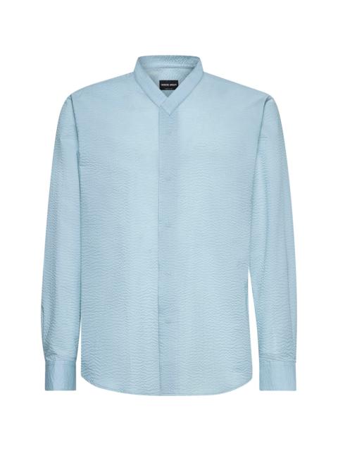 GIORGIO ARMANI Light blue seersucker cotton shirt