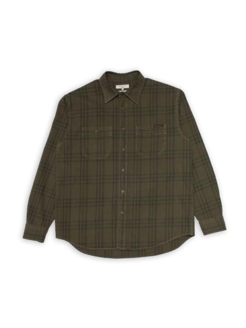Nudie Jeans Julian Worker Plaid Check Shirt Olive
