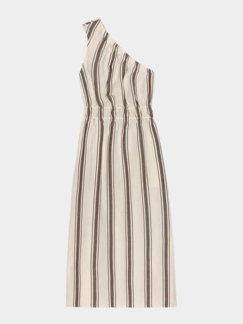 Rails Selani Stripe One-Shoulder Linen Midi Dress
