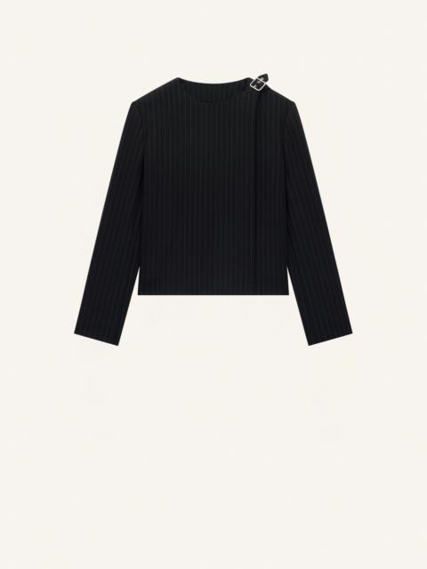 courrèges BUCKLE TAILORED PINSTRIPE JACKET