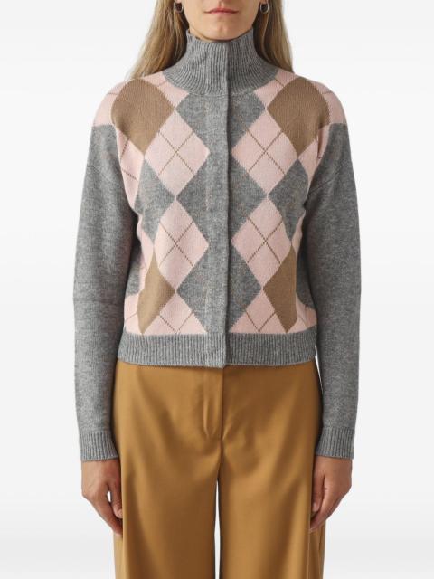 Max Mara argyle zip-up cardigan