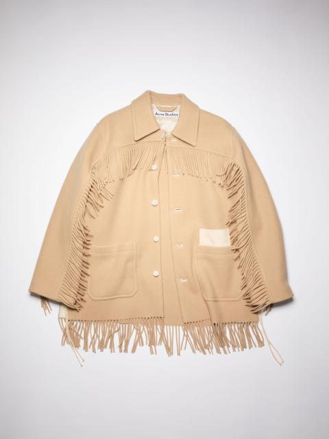 Acne Studios Fringed blanket coat - Beige