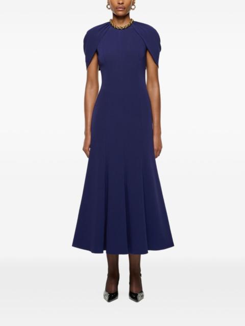 ROLAND MOURET gathered-shawl midi dress