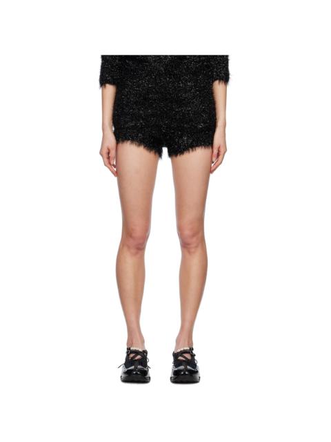 Simone Rocha Black Tinsel Knit Shorts