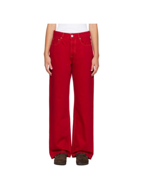 AMI Paris Red Large Fit Jeans