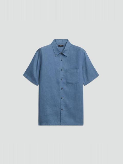 Theory Irving Short-Sleeve Shirt in Relaxed Linen