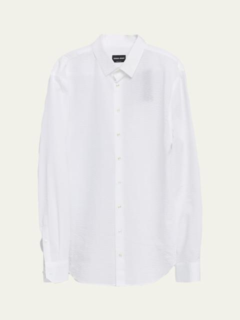 GIORGIO ARMANI Men's Solid Seersucker Sport Shirt