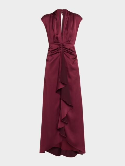 RAMY BROOK Catrin Draped Deep V-Neck Gown