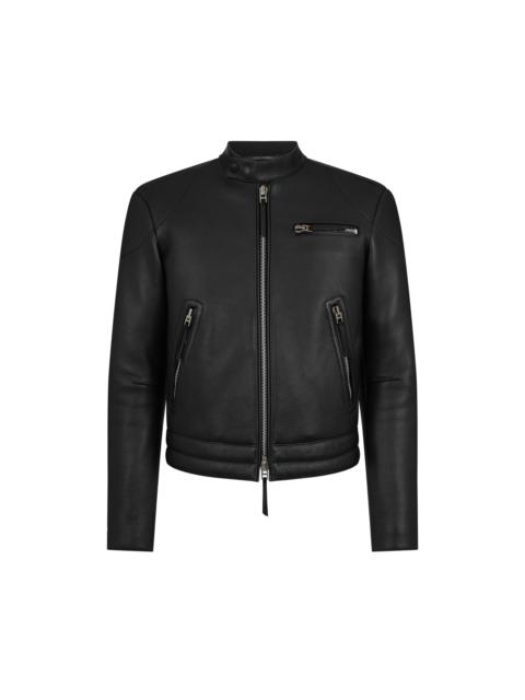 TOM FORD GRAIN LEATHER ZIP BIKER