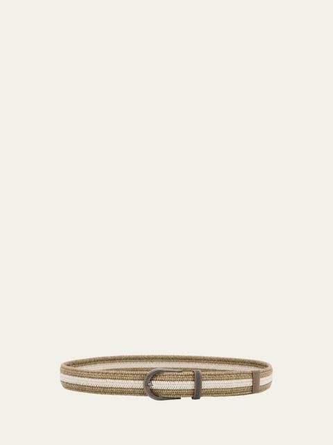 Brunello Cucinelli Braided Belt with Monili Trim