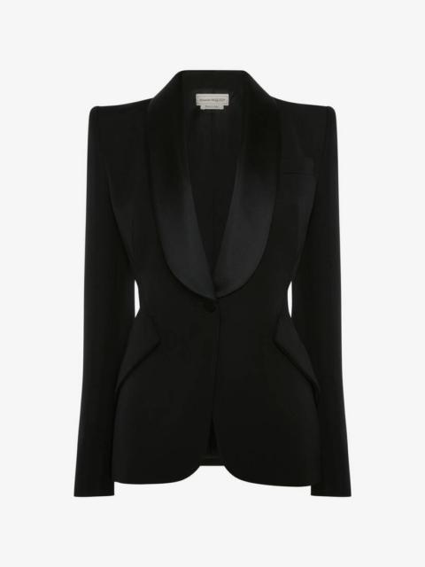 Alexander McQueen Women's Peak Shoulder Grain De Poudre Jacket in Black