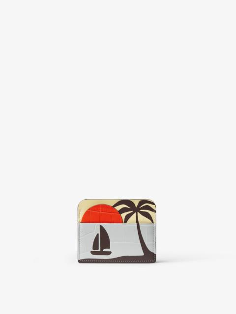 FENDI Fendi Postcard Card Case Multicolor leather and crocodile leather flat card holder