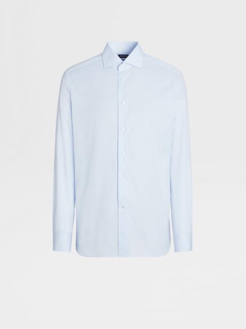 ZEGNA LIGHT BLUE AND WHITE 300 COTTON MICRO-CHECKED SHIRT