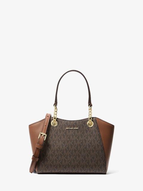 MICHAEL KORS Jet Set Travel Small Signature Logo and Smooth Tote Bag