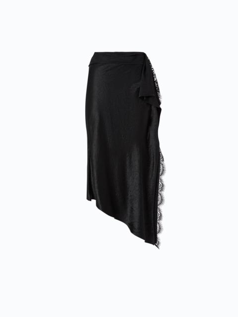 PINKO ASYMMETRIC MIDI SKIRT IN SATIN