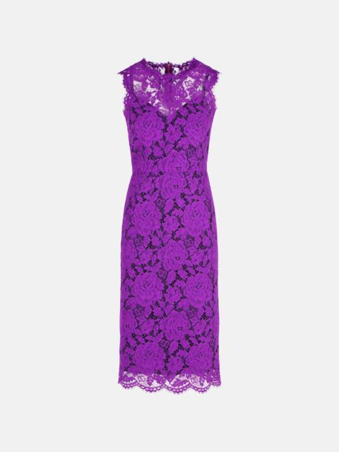 'LONGUETTE' PURPLE STRETCH LACE DRESS