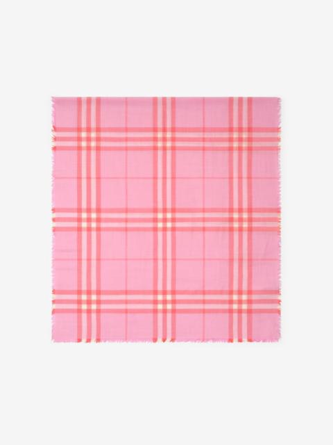Reversible Check Wool Silk Scarf