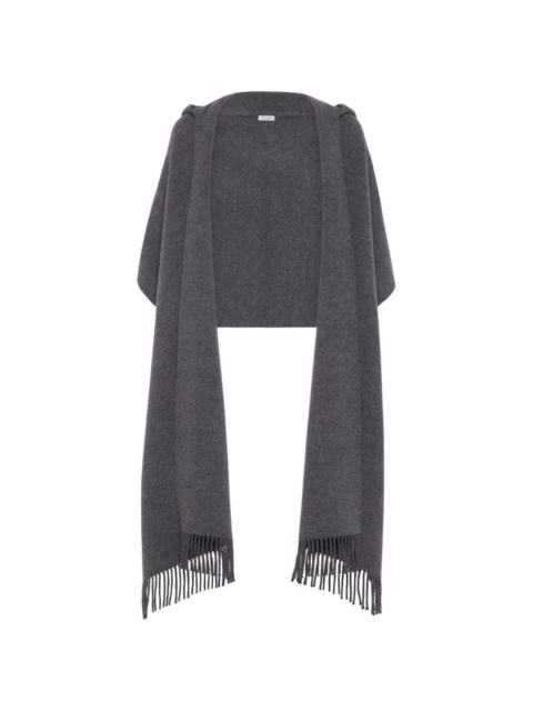 fringe-trim knitted cape