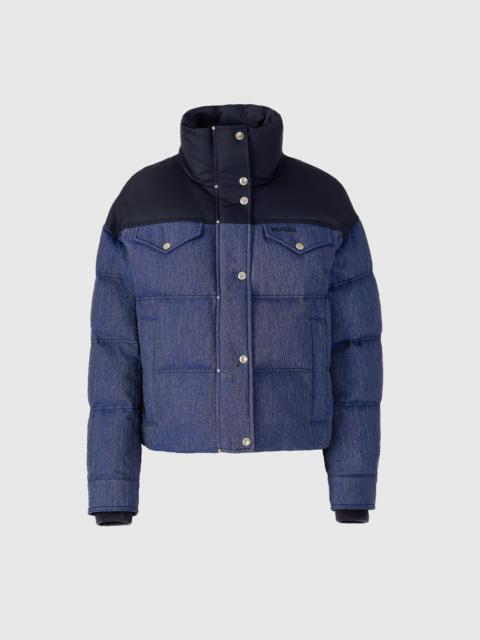 MACKAGE BRIGIT-DNM Quilted Denim Down Jacket with Contrast Satin Yoke