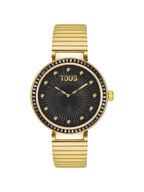 TOUS Smartwatch with gold-colored steel bracelet and black zirconias TOUS S-CONNECT