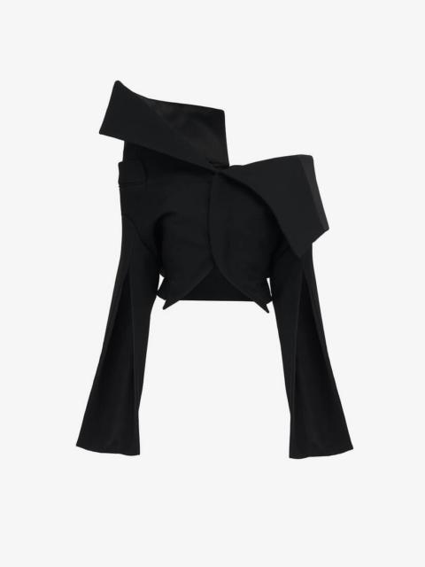 Alexander McQueen Women's Asymmetric Off-the-shoulder Tailored Jacket in Black