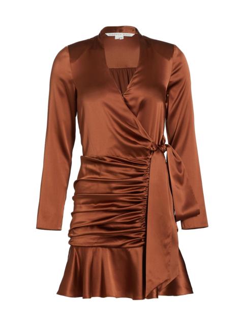 VERONICA BEARD Women's Agatha Silk Satin Wrap-Effect Dress - Cognac