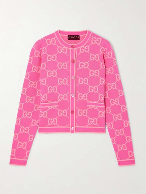 GUCCI Jacquard-knit cotton cardigan