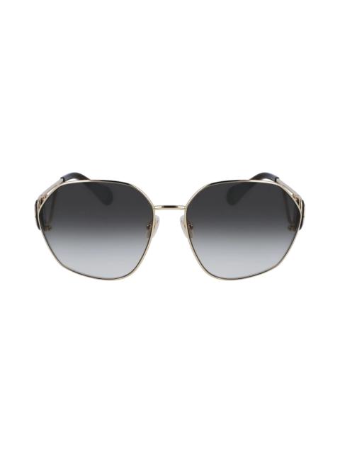 Lanvin Mother & Child 62mm Oversize Rectangular Sunglasses in Gold/Gradient Khaki