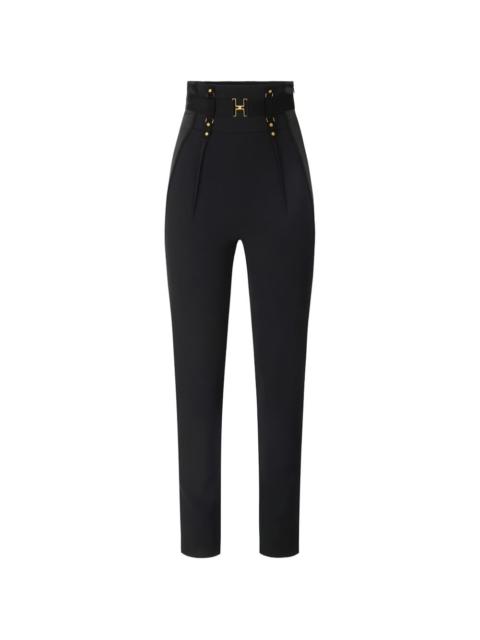 ELISABETTA FRANCHI satin-inserts logo-belt trousers