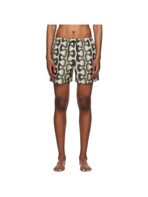 Dries Van Noten Green Printed Swim Shorts