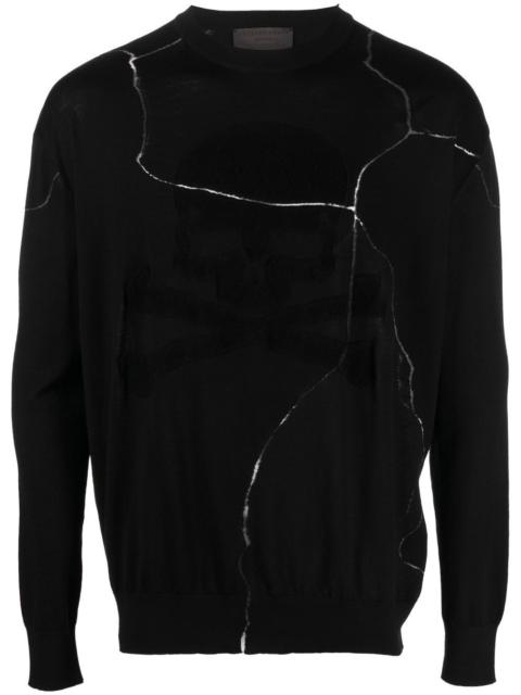 PHILIPP PLEIN cracked-effect wool jumper