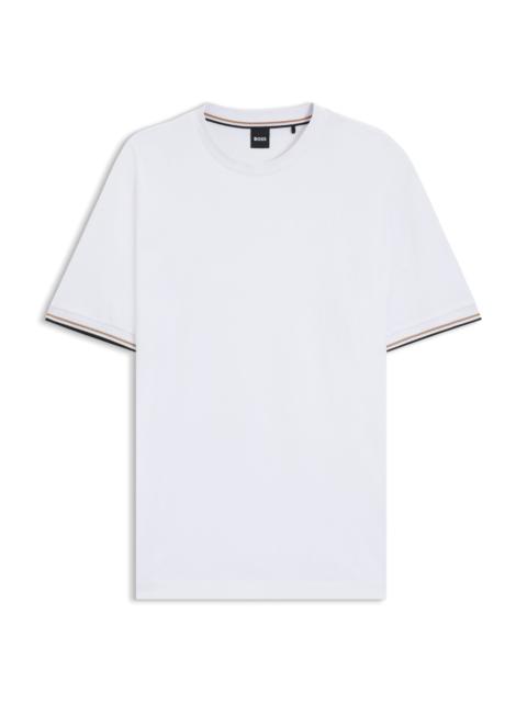 BOSS COTTON-JERSEY T-SHIRT SIGNATURE-STRIPE CUFFS와 함께