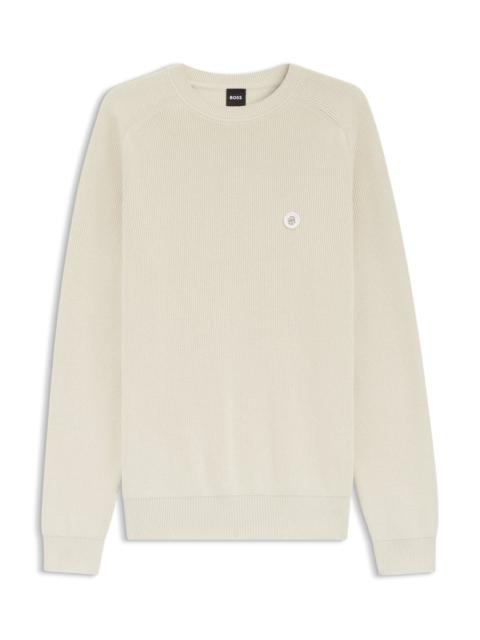 BOSS COTTON SWEATER WITH DOUBLE B MONOGRAM