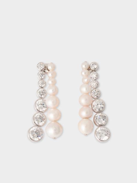 Paul Smith Pearl & Cubic Zirconia Platinum Earrings by Completedworks