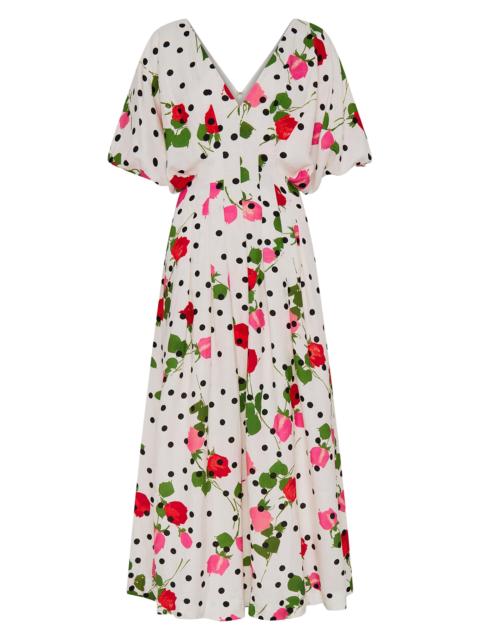 NICHOLAS Women's Vicky Polka Dot & Floral A-Line Midi-Dress - Polka Dot Rose